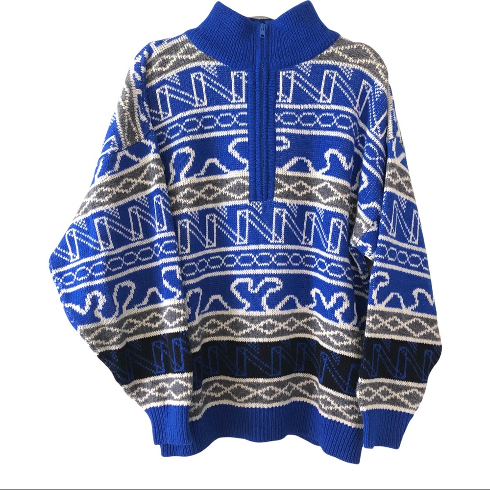 Men’s VTG Pure Wool 1/4 Zip Pullover Sweater Large